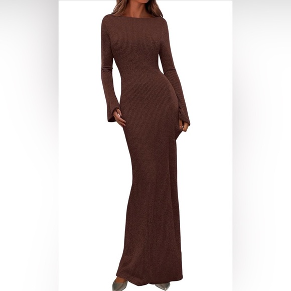None Dresses & Skirts - 🆕Elegant Ribbed Long Sleeve Maxi Dress